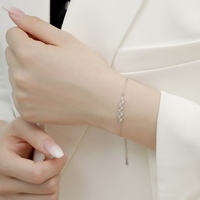 Joyería Fina, Pulsera de Cadena con Forma de Hoja de Plata de Ley 925 Chapada en Circonita para Mujer