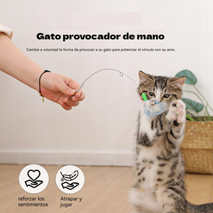 Jouet pour chat Pluma & Campana avec plumes naturelles et clochette, bâton léger et flexible pour jouer en intérieur - Product Image 4