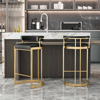 Tabouret de bar moderne en métal, best-seller, cadre doré, dossier en cuir, siège pivotant en tissu pour salon, cuisine, bar, acier