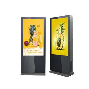 Tampilan Iklan LCD luar ruangan layar sentuh Totem dengan Lcd Android papan reklame Digital lantai berdiri