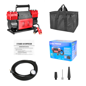 Heavy Duty Double กระบอกสูบรถบรรทุก RVs จักรยานและรถยนต์150 PSI แบบพกพา Air Pump 12V เครื่องอัดอากาศแบบพกพายาง Inflator - Product Image 4