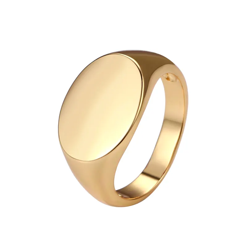 Exquisite jewelry polished rings men copper gold plated large blank ring women