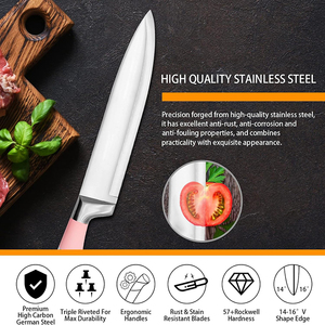 Juego <span class=keywords><strong>de</strong></span> <span class=keywords><strong>Cuchillos</strong></span> <span class=keywords><strong>de</strong></span> Cocina <span class=keywords><strong>Rosa</strong></span> al por Mayor con Soporte Acrílico, Juego <span class=keywords><strong>de</strong></span> 9 Piezas, <span class=keywords><strong>Cuchillos</strong></span> <span class=keywords><strong>de</strong></span> Chef y Accesorios - Product Image 4