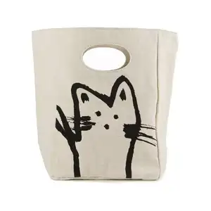 定制Logo女汉子餐手提包有机棉帆布午餐包为孩子们
