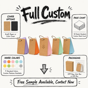 Carpeta de Anillas para Tarjetas de Palabras, 50 Hojas, 9 Colores, Cubierta Kraft, Bloc de Notas en Blanco para Estudio, Pedido al por Mayor para Escuelas - Product Image 4