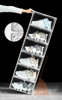 Boîte à Chaussures en Acrylique Transparent Lavinia, Bac de Rangement pour Chaussures à Façade Rabattable Transparente, Tiroirs Magnétiques, Bacs Injectés en PE Empilables pour Baskets en PP