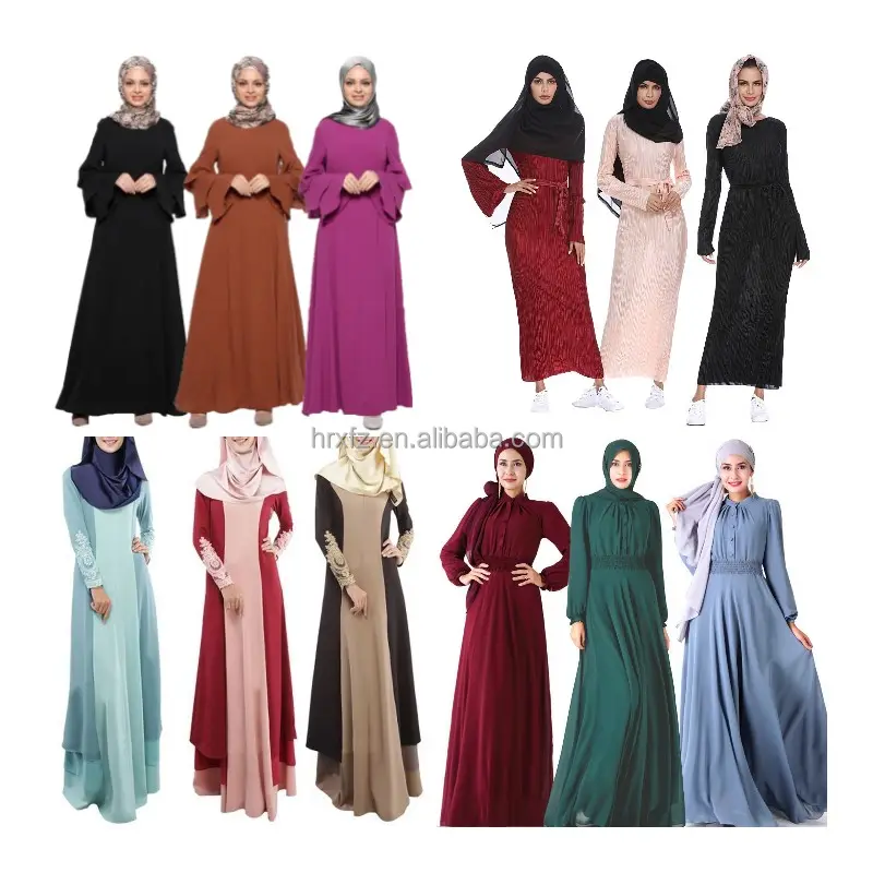 Malaysia Indonesia Middle East Arab Muslim formal dress long sleeve belted robe women's dress