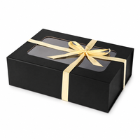 Boîte cadeau rigide avec fermeture magnétique, logo personnalisé, fenêtre transparente, écologique, laminage mat, carton recyclé avec ruban