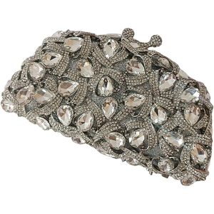 Daffgui Women Crystal <b>Clutch</b> Evening Bag Teardrop Rhinestone Bridal Handbag Sparkling Beaded Party Purse - Product Image 5