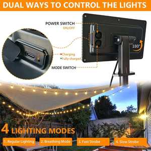 Vertak IP65 Waterproof G40 <strong>Led</strong> Solar Lamp <strong>String</strong> Breathing Mode Solar Christmas Lamp with <strong>4</strong> Lighting Mode - Product Image 2