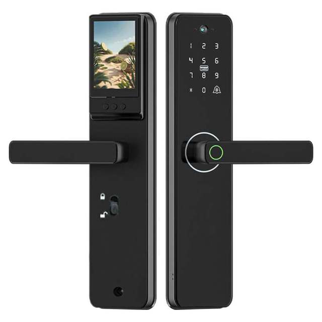Electronic Fingerprint Camera Smart Door Lock Tuya App Sim Card Mobile Phone Control Gsm Digital Door Lock with Key
