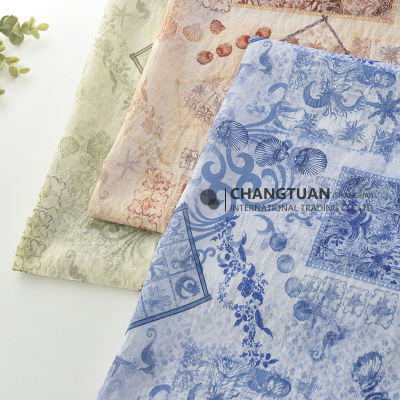 Garment Fabric Jacquard Toile De Jouy Fabric Premium Printed Fabric for Dresses