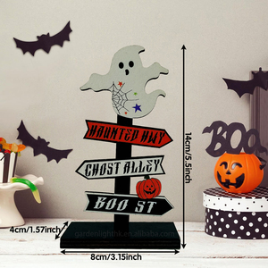 ของตกแต่งโต๊ะทำงานวันฮาโลวีน - ผีสุดหลอนพร้อมป้ายถนน "Haunted Hwy/Ghost Alley/Boo St" สำหรับตกแต่งบ้าน สำนักงาน หรืองานปาร์ตี้ - Product Image 3