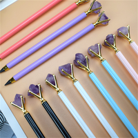 Crayon infini en métal sans encre avec embout en améthyste de luxe pour l'école, le bureau, les fournitures de papeterie, cadeau