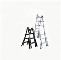 Échelle pliante en aluminium avec roues, échelle télescopique articulée pour entrepôt, magasin de détail, maison, travaux de bricolage et de construction