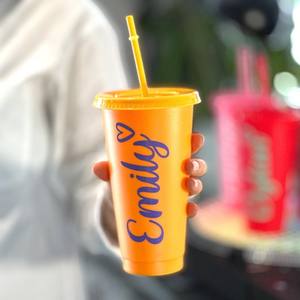 Bicchieri Personalizzati in Plastica per Matrimoni <span class=keywords><strong>con</strong></span> Coperchio e Cannuccia, Bicchieri in PP Personalizzati per Matrimoni e Feste di Compleanno <span class=keywords><strong>con</strong></span> Nomi - Product Image 6