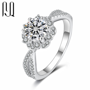 Pyq 1CT 925 bạc thời trang vòng moissanite Vòng bạc mạ đồ trang sức đính hôn ký hợp đồng phong cách ngón tay nhẫn - Product Image 2