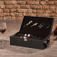 Boîte à vin en cuir Pu réutilisable, 1 pièce, avec poignées, fleur de Crocodile, Double bouteille de vin rouge, boîte cadeau