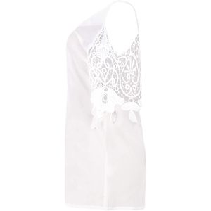 <b>Women's</b> V Neck <b>Cold</b> <b>Shoulder</b> <b>Top</b> Spaghetti Strap Lace Crochet Short Sleeve Breathable Regular Length 100% Polyester - Product Image 6