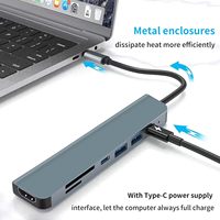 Base de Conexión 7 en 1 Tipo C con HD 4K, USB 3.0, OTG, Lector de Tarjetas TF y SD, Carga PD para Laptop, Teléfono Móvil, Tablet, Switch, Hub USB C