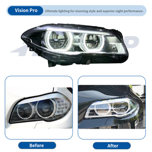 Faros Delanteros HETOP F10 <span class=keywords><strong>2011</strong></span>-2013 <span class=keywords><strong>Serie</strong></span> 5 Pre-Lci, Lentes Láser Modificadas, LED DRL Estilo Ikon, Plug and Play para <span class=keywords><strong>BMW</strong></span> - Product Image 2