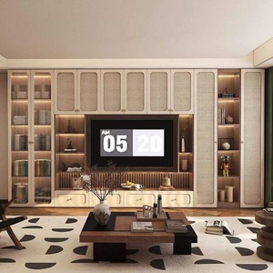 Meuble TV sur mesure blanc de style moderne, meuble de salon, console de luxe, support mural pour écran - Product Image 5