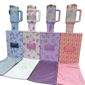 Gobelet isotherme en acier inoxydable de 40 oz H2.0 avec imprimé floral, poignée et paille, compatible porte-gobelet, sans BPA - Product Image 6