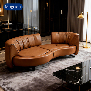 Juego de Sofás Modernos de Cuero con Esquinas Cuadradas, Comodidad para Sala de Estar, Hoteles, Apartamentos, Villas - Product Image 4