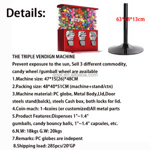 Özelleştirilebilir Renkli Otomatik Jetonlu Mini Otomat / Sakız Topları Zıplayan Top Şeker Üçlü Başlıklı Kapsül Oyuncak Makinesi - Product Image 5