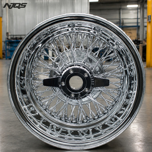 NJQS 휠 13인치 스틸 크롬 멀티 스포크 와이어 13x7 림 새 제품 4개 1년 보증 개조/업그레이드 - Product Image 3