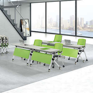 Nội Thất Văn Phòng <span class=keywords><strong>Mini</strong></span> Hình Bầu Dục Cuộc Họp Bảng Tùy Chỉnh Kết Hợp Đào Tạo Bàn Vòng Kim Loại Chân Có Thể Gập Lại Hội Nghị Bảng Trường - Product Image 2