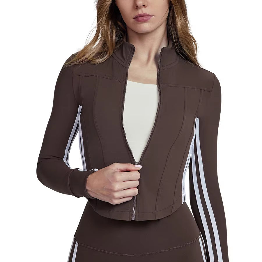 Yoga Suit Jacket for Women With High-end Slim Fit Stand up Collar Zipper Top Yoga Fitness Sports Long Sleeved Shirt