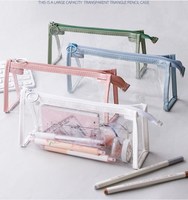 Estuche Transparente para Lápices BonVada, Ecológico, de PVC Suave, Color Blanco, con Espacio para Guardar Bolígrafos, para Uso Escolar y de Oficina, para Niños