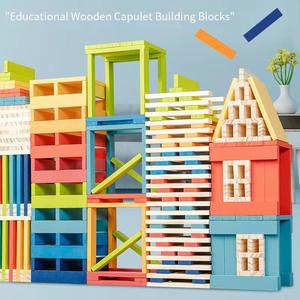 Dominos empilés haut, équilibre de construction intellectuelle pour enfants blocs de bois jouets d'éducation précoce personnalisés. - Product Image 2