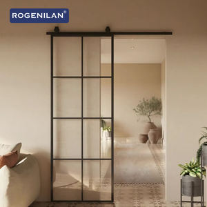 Puertas Corredizas de Vidrio Templado de Diseño Moderno Rogenilan, Ligeras, Kit de Herrajes para Puertas - Product Image 2