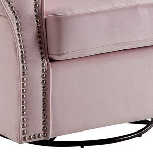 Fauteuil à bascule moderne en tissu rose avec fonction pivotante, durable et confortable, idéal pour le salon - Product Image 6