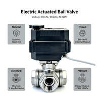 Vanne à boisseau sphérique motorisée électrique mini 3 voies Klion Factory DN10-DN50 12V/24V DC/AC220V en acier inoxydable, raccords en T et en L, pour eau, OEM