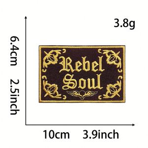 New Iron on in Stock Four Styles Embroidered Gothic Dark Series Rectangle Patches with Letters - Product Image 6