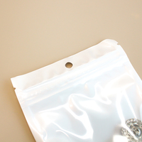 Bolsa de Plástico Transparente Blanca Pequeña, Reutilizable, con Orificio para Colgar, Bolsa con Cierre Hermético para Accesorios
