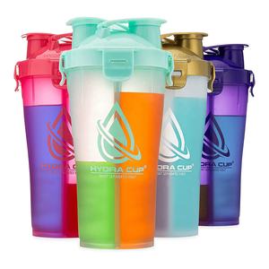 Fancy 700ml Sports Outdoor Dual Compartimiento <span class=keywords><strong>Doble</strong></span> Boca Multifunción <span class=keywords><strong>Shaker</strong></span> Botella de agua con malla - Product Image 1