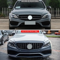Kit de Carrocería para Benz Clase C W205 2016-2020, Parachoques Delanteros y Traseros, Faldones Laterales, Alerón Trasero, con Luces Antiniebla