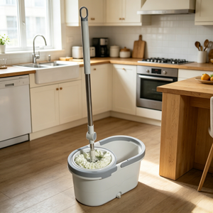 Système de serpillière rotative en microfibre et seau le plus vendu, ensemble serpillière et seau avec mécanisme d'essorage pour le nettoyage des sols - Product Image 2