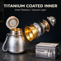Thermos Fulu en forme de gourde, revêtu de titane, avec séparation thé-eau, triple fonction, isolé, en forme de balle, design moderne et minimaliste