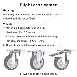 TPE Flightcase-Rollen 75-125mm |   Hochelastisches Langlebiges Hochleistungs-SCHWUNGRAD - Product Image 5