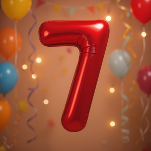 Palloncino in Foil Numero 7 'Party Love' 80cm, Decorazione Metallica per Feste di Compleanno per Bambini - Product Image 5