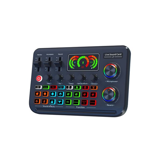 Cross-Border F999 Live Broadcast Sound Card USB PC Interface Customized English Packaging Noise Cancelling Function Recording