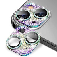 Protection d'objectif d'appareil photo en verre trempé scintillant avec cadre métallique pour iPhone 12-17 Pro Max, protection antichoc 3D de qualité A++