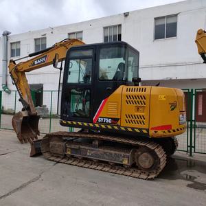 Excavadora de cadenas SANY SY75C usada, con motor Isuzu, para dragado de tierras agrícolas e irrigación. Descuento por pedidos al por mayor, envío rápido. - Product Image 6