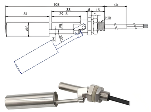 Sensores de nivel de agua Acero inoxidable 304 Sensor de nivel de agua líquida Interruptor de pico de pato de aceite horizontal para Dispositivo de alta temperatura - Product Image 4