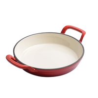 Petite poêle à frire en fonte émaillée antiadhésive à double poignée, plaque de cuisson, poêle à frire, compatible gaz et induction